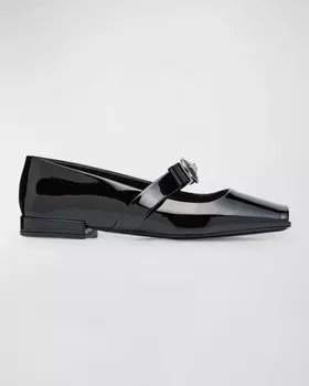Балетки Мэри Джейн с лентой Gianni Versace, цвет Black-Palladium