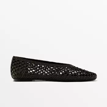 Балетки Massimo Dutti Braided Leather, черный