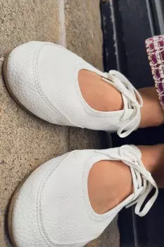 Балетки на шнуровке ZARA, белый