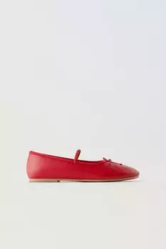 Балетки с бантом ZARA, красный