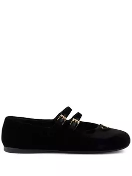 Балетки с бархатной отделкой Prada, черный