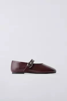Балетки с пряжкой ZARA, бордовый