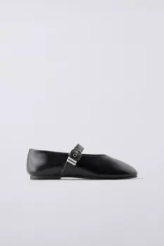 Балетки с пряжкой ZARA, черный