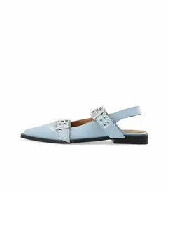 Балетки VICTORIA DOUBLE BUCKLE Bianco, синий