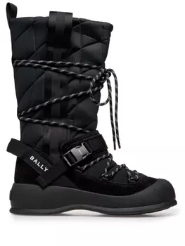 Bally стеганые сапоги со шнуровкой, черный