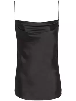 Balmain атласный топ с драпировкой, черный