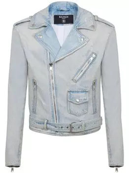 Balmain байкерская куртка из денима, синий