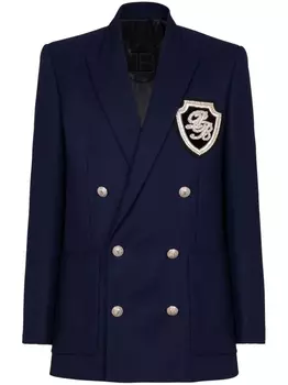 Balmain блейзер с монограммой, синий
