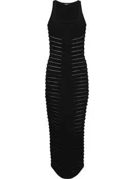 Balmain длинное трикотажное платье, черный