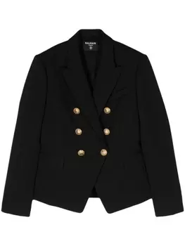 Balmain двубортный шерстяной пиджак, черный