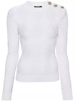 Balmain джемпер с круглым вырезом, белый