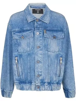 Balmain джинсовая куртка 70s с нашивкой-логотипом, синий