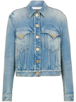Balmain джинсовая куртка с эффектом потертости, синий