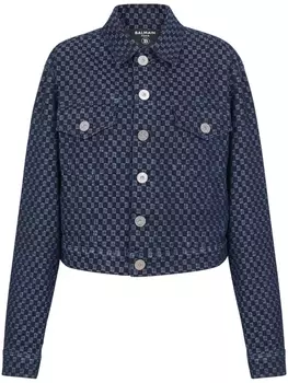 Balmain джинсовая куртка с монограммой, синий