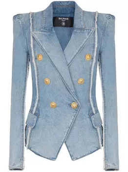 Balmain джинсовая куртка с необработанными краями, синий