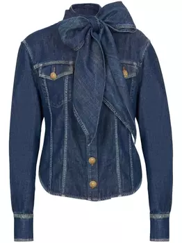 Balmain джинсовая рубашка с бантом, синий