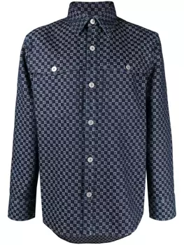 Balmain джинсовая рубашка с монограммой, синий