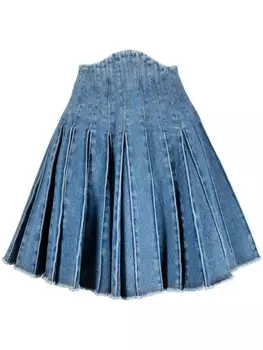 Balmain джинсовая юбка с завышенной талией, синий