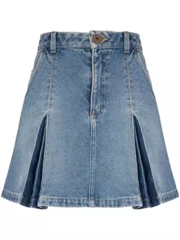 Balmain джинсовая юбка со складками, синий