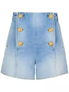 Balmain джинсовые шорты с логотипом, синий