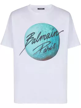 Balmain футболка Paris & Planet, белый