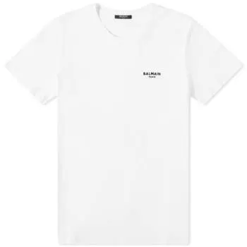 Balmain Футболка с маленьким логотипом из флока, белый/черный