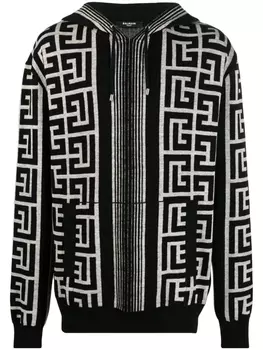Balmain худи с монограммой, черный