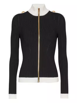 Balmain кардиган в рубчик, черный