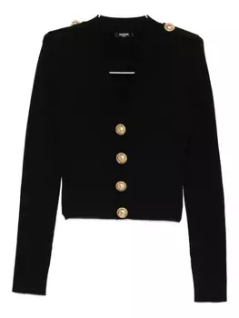 Balmain кардиган в рубчик, черный