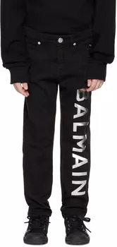 Balmain Kids Черные джинсы с принтом