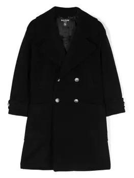 Balmain Kids двубортное пальто, черный