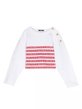 Balmain Kids джемпер с логотипом, белый
