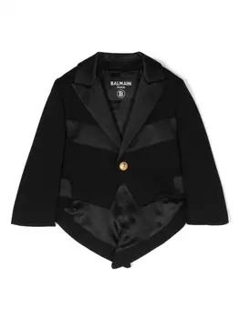 Balmain Kids однобортный пиджак со вставками, черный