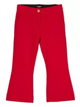 Balmain Kids расклешенные брюки средней посадки, красный
