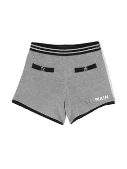 Balmain Kids шерстяные шорты с логотипом, серый
