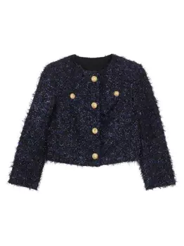 Balmain Kids твидовый жакет с люрексом, синий