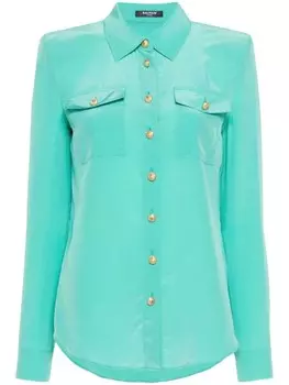 Balmain креповая рубашка, зеленый