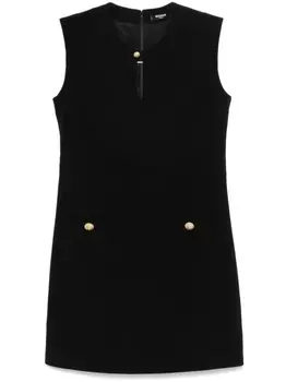 Balmain креповое платье мини, черный