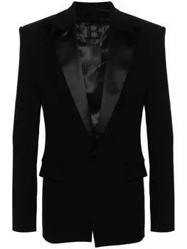 Balmain пиджак с атласными лацканами, черный