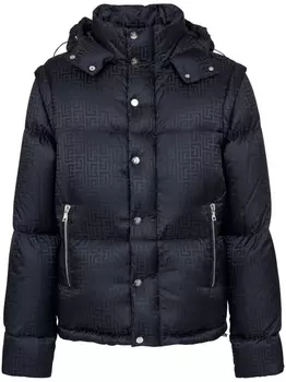 Balmain пуховик с монограммой, синий
