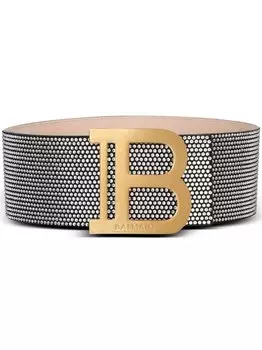 Balmain ремень с пряжкой-логотипом и кристаллами, черный