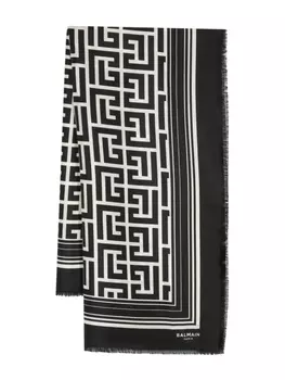 Balmain шелковый платок с монограммой, черный