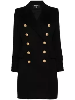 Balmain шерстяное двубортное пальто, черный