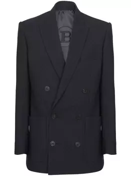 Balmain шерстяной пиджак с монограммой, черный