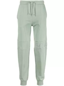 Balmain спортивные брюки с тисненым логотипом, зеленый