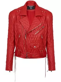 Balmain стеганая байкерская куртка, красный