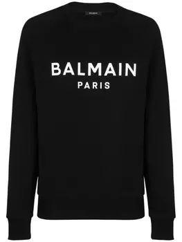 Balmain свитшот из хлопка с принтом логотипа Paris, черный