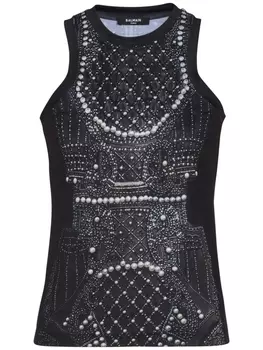 Balmain топ с вышивкой, черный
