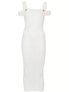 Balmain трикотажное платье миди, белый