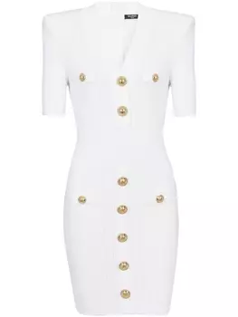 Balmain трикотажное платье мини, белый
